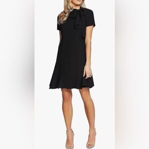 CeCe Black Short Sleeve A-Line Dress with Bow, size 2